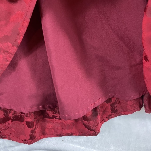 Anthropologie g. p. d. Jacquard Tunic‎ Mini Dress Sz M Red Floral Flutter Date - Picture 5 of 12